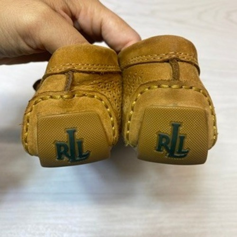 Lauren Ralph Lauren Womens 7.5B Camila Penny Loafers Perforated Tan Suede Mocs - Picture 4 of 9